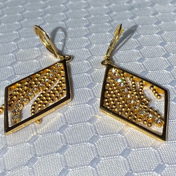 Joan Rivers Vintage Geometry Rhinestone Fringe Leverback Earrings - Picture 5 of 15